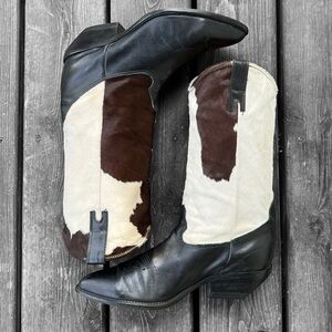 Vintage Zodiac Leather and Calf Hair Cowboy Boots